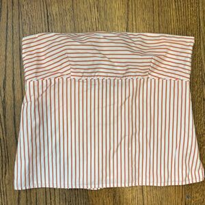 J Crew Size 4 Strapless Top with Orange and White Stripes